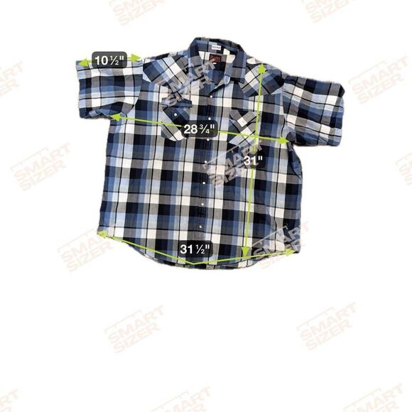 Plaid Big Man Western Shirt 3X By Plains Western Wear Blue & Black Pearl Snap - Picture 4 of 4